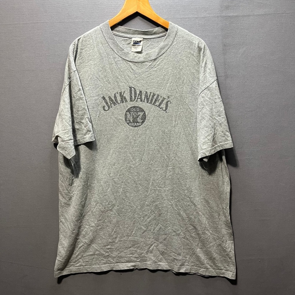 Vintage Jack Daniels Old No 7 Brand Graphic T-Shirt Gray Anvil XL Mens